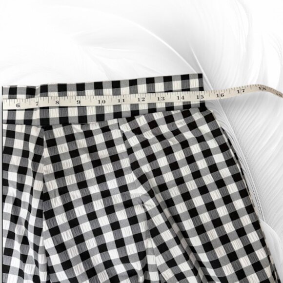 Black & White Gingham Maxi Skirt A-Line High Waist A-Line with Pockets - Picture 7 of 8